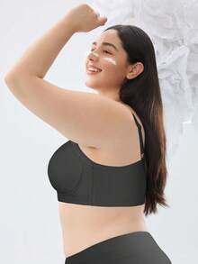Plus Size Women Underwire Bra - Lift And Shape, Sexy Daily Wear - Black - View 8