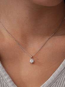 1件经典六爪镶嵌莫桑石钻石项链，925纯银材质，适合结婚、订婚等场合，奢华珠宝，可作为礼物送给女孩、女士或周年纪念日佩戴。 - 銀色 - 查看 4