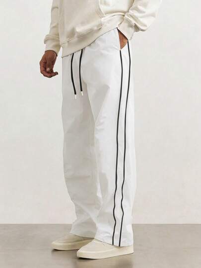 Pantalones de chándal rectos y holgados con rayas para hombre, joggers casuales para primavera y otoño, adecuados para gimnasio, entrenamiento, correr, actividades al aire libre, versátiles