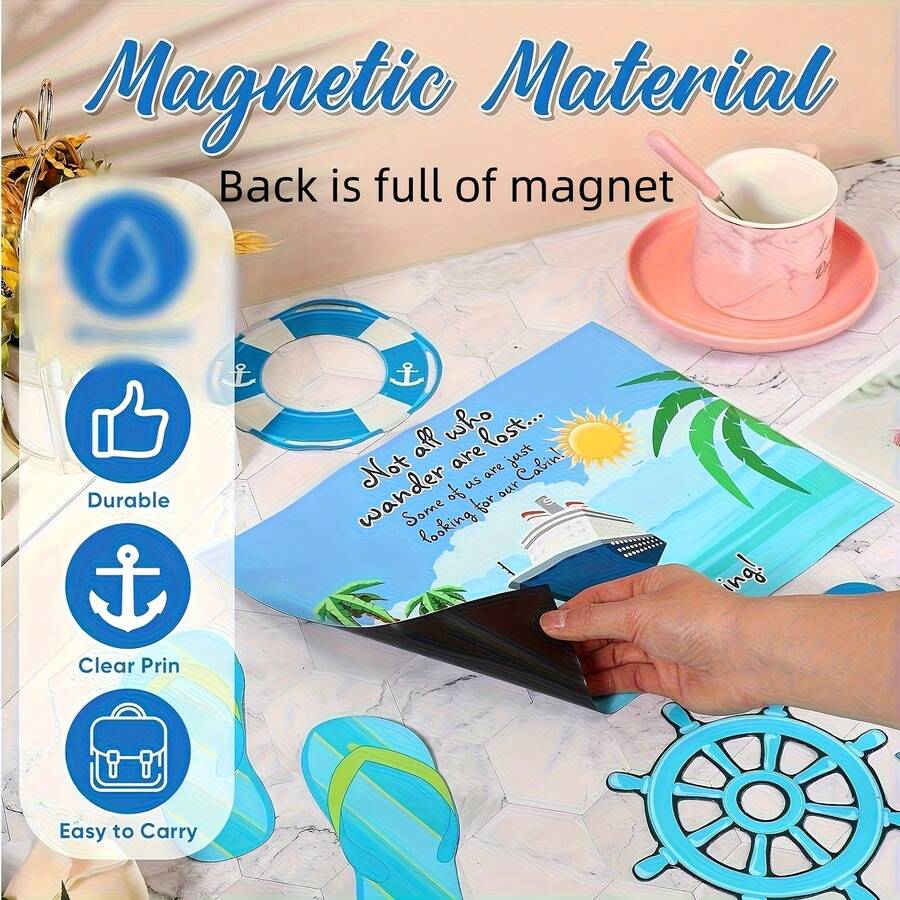 6/8 piezas Pegatinas magnéticas para decoración de puerta de barco de crucero, adecuadas para ancla, decoración de puerta de barco de crucero, salvavidas, coche, refrigerador, decoración de vacaciones al aire libre, primavera y verano - 6Pcs - Ver 1