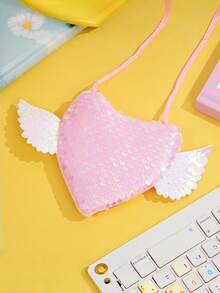 1pc Glitter Heart Shaped Lanyard Pouch, Creative Heart Shaped Lanyard Pouch, Heart Shaped Coin Purse, Glitter Heart Shaped Candy Bag, Heart Shaped Crossbody Bag, Glitter Key Holder, Fashionable Heart Shaped Crossbody Bag, Glitter Heart Shaped Pendant, Small Gift, Valentine's Day Gift, New Year Gift, Birthday Gift - Multicolor - View 15