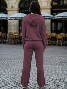 女士两件套服装 - 條紋葡萄酒 - 查看 3