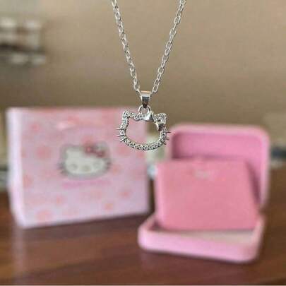 Collar con colgante de Hello Kitty, gato lindo, accesorio de decoración de fiesta de dibujos animados, regalo de cumpleaños/Día de San Valentín