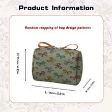 Bow Print Portable Cosmetic Bag, Large Capacity Multi-Functional Toiletry Organizer, Waterproof Nylon Travel Pouch With Compartments, Minimalist & Cute Toiletry Bag ,Travel Essential Bag - Army Green - View 4