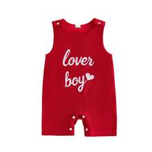 Baby Boy Valentines Day Outfit Lover Letter Print Romper Toddler Boys One Piece Jumpsuit Corduroy Overalls 0-3Y . Valentines Day Baby Boy Knit Romper, My First Valentines Day Baby Boy Overalls - 紅色 - 查看 15