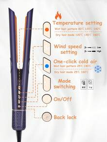 CRASTS 2-In-1 Hair Straightener Blow Dryer, High-Speed Brushless Motor, Dual Hot & Cold Air, Adjustable Temperature, Home Use Hair Styling Tool - Royal Blue - View 5