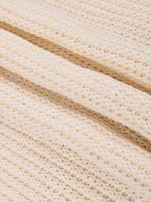 Yuwenier Sexy Elegant Knit Deep V-Neck Backless Hollow Out Fitted Maxi Dress Beach Outfit For Women, Summer - Apricot - View 9