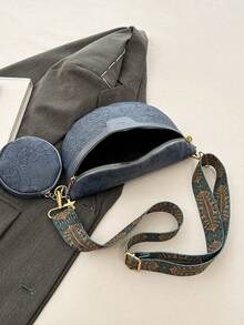 Fashionable Women Waist Bag/Chest Bag With Floral Pattern - Blue - View 11