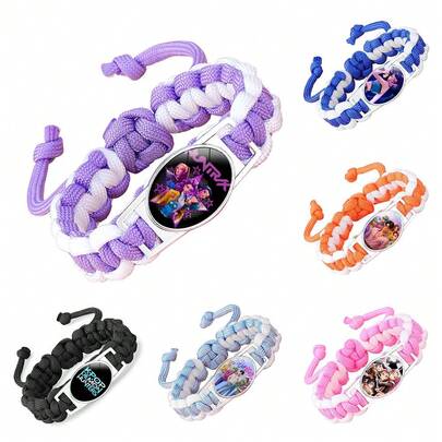 1pc KPOP Witch Hunt Girl Group Woven Bracelet, Anime Peripheral, Crystal Inlaid Colorful Adjustable Cord