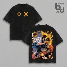 Benimaru Fire Force Season 3 Oversize Unisex Cool Anime T-Shirt Washed, Double Printed Streetwear Graphics Tee, Design Shirt Anime Merch Summer Fashion Urban Outfit Clothes Top - màu đen - Xem 1