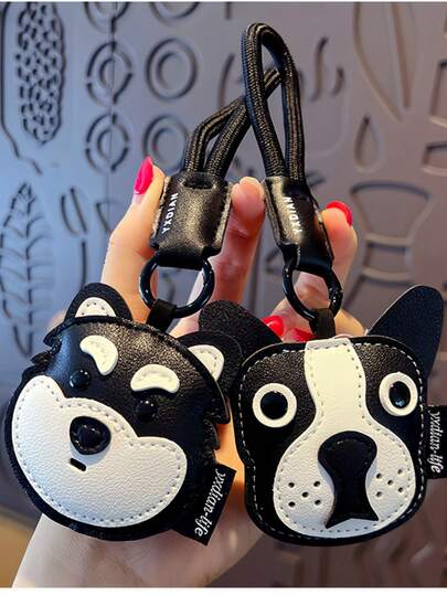 1个/2个随机款式 - 卡通可爱PU皮革钥匙扣背包挂件，萌趣学生书包配饰，26个字母钥匙扣挂绳，汽车钥匙链，饰品配件，适合作为日常佩戴礼物送给朋友、家人、粉丝，或作为派对/节日礼物，手机/包包装饰