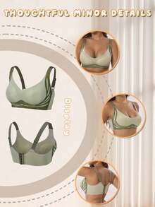 4-Piece Women's Comfortable And Breathable Color-Blocked Sports Bra Set, Bralettes For Women,Bras For Women,Full-Cup Warm Bra, Lifts And Flattens The Abdomen, Side Shaping, Suitable For Yoga.  Powerful Push Up Seamless Bra Powerful Anti-Sagging Super Gather Wireless Underwear Bra - 彩色 - 查看 6