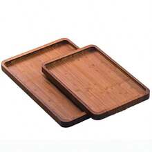 1pc Nanmu Bamboo Tea Tray, New Chinese Style Rectangular Tea Tray With Handle, Household & Hotel Tea Set Tray - Bamboo Color - View 3