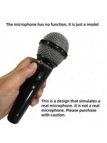 1个仿真麦克风 - 逼真的舞台道具，带可移动风箱，便携式设计，适用于派对、活动、卡拉OK、舞蹈、角色扮演游戏 - 无需电源 - 是歌手、演员、派对主持人的理想之选 - 便于携带和存放 - 彩色 - 查看 3