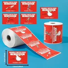 500pcs/Roll Reminder Label Stickers, "Handle With Care,I'm Feagile", Waterproof PVC Self-Adhesive Label Stickers For Fragile Item Packaging Box, School Supplies,Household Goods Scrapbook Supplies Funny Stickers Scrapbooking Supplies Kindle - A - View 3