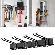 Garden Tool Rack Holder Garage Shed Wall Mounted Storage Organiser 2 Pieces - Black - View 7