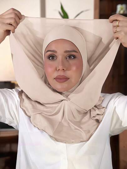 1 db-os Balaclava maszk fejfedő, minden az egyben rugalmas turbán sapka, szerény fejkendő, varratmentes kötött fejkendő, amely takarja a nyakat, könnyű, rugalmas anyag, alkalmas imádkozáshoz, utazáshoz, munkához, mindennapi viselethez