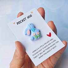 1pc/5pcs Cute Easter Bunny Pocket Hug Cards, Easter Cards, Inspiring Small Gifts For Easter, Adorable Mini Souvenirs, Uplifting Bunny Pocket Hug Cards - Multicolor - View 5