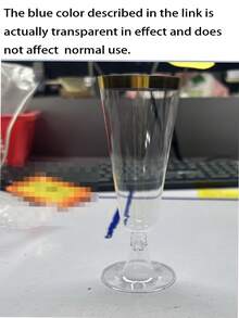 50只/25只/10只装 高级可重复使用香槟杯 透明金/银边银色香槟杯、鸡尾酒杯、派对杯、祝酒杯，饰以金色细纹，适合野餐、婚礼派对等场合 - 藍色 - 查看 12