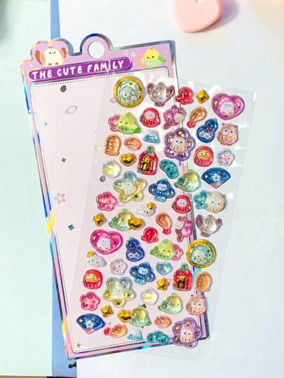 ملصقات مثيرة للاهتمام بارزة كرتونية - ملصقات زخرفية لأطفال مرصعة بالألماس - ملصقات ثلاثية الأبعاد - ملصقات 3D جميلة. ديكورات مثالية