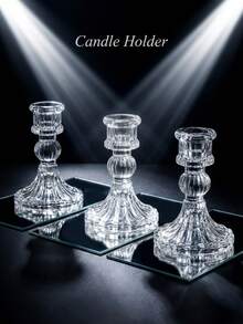 1 Pc/1 Set High-Transparency Glass Candle Holder, Modern Luxury Style Candle Holder. Suitable For Fireplace, Meditation, Ambient Lighting, Housewarming Gift, Birthday And Graduation Ceremonies, Ramadan Celebrations - one-size - View 6