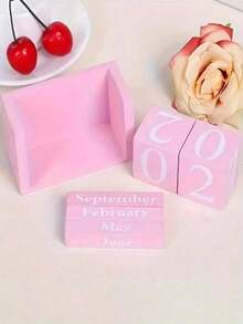 1pc Wooden Perpetual Calendar - Elegant Wooden Block Calendar With Daily Date Display, Suitable Office, Study, Shop, Bar, Home And School Desk Decor, - 彩色 - 查看 4
