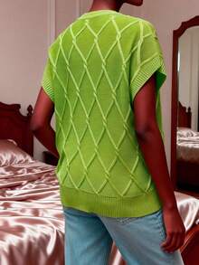 Plus Size Spring/Summer Sleeveless Knit Top - Autumn Fragrance Green - View 6