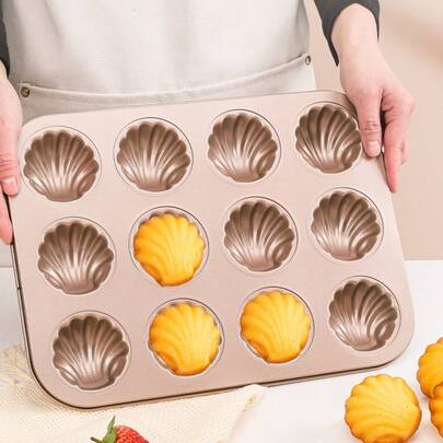 1个不粘6/9/12杯玛德琳蛋糕烤盘，优雅贝壳造型，不粘涂层打造完美圆边，易脱模易清洗 - 适合家庭、专业厨师、万圣节、母亲节烘焙 - 烘焙爱好者的理想礼物，甜点模具，时尚烘焙工具，可靠的烘焙用品，玛芬烤盘，节日烹饪