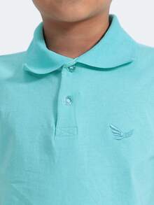 CAMISA POLO MASCULINA INFANTIL JUVENIL 100% ALGODÃO POLO CASUAL celeste - Azul bebê - Visão 4