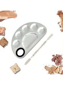 亚克力透明粉底调色盘，不锈钢调色刮刀套装，双头粉底调色刀，适用于化妆、美甲、美容 - 彩色 - 查看 2