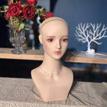 JINGFA 4PCS Realistic Mannequin Head Stand For Wigs,Lifelike PVC Manikin Head Display Heads For Sunglasses Earrings Jewelry Display, Wig Stand - 駝色 - 查看 3