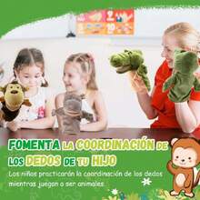 3 PCS Títeres de Mano para Niños, Marionetas de Mano de Animales de Peluches de Alta Calidad para Alivio la Ansiedad, Cuentacuentos, Preescolar, Muñecos para Juegos de rol (Estilo 3),40981487 - Púrpura malva - Ver 6