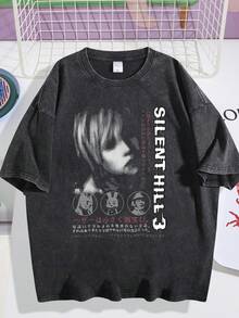 T - Shirt Game Culture Style Silent Hill 3 Graphic Loose Fit Short Sleeved Top DG004 - màu đen - Xem 1