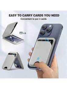 Magnetic Multifunctional Phone Holder Card Wallet, Ultra-Thin Genuine Leather PU Material - Strong Magnetic Clasp, Suitable For IPhone 17/15/14/13/12, Adjustable Stand, 3 Card Slots, Perfect For Daily Use, Fashionable Wallet Design, Durable - Multicolor - View 3