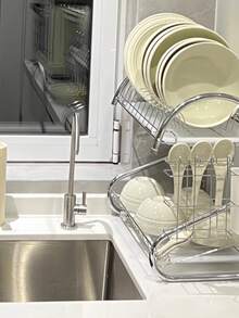 全新 廚房置物架碗碟筷子瀝水架檯面收納架子多層式多功能家用 碗架瀝水架 雙層碗碟架 S型廚房置物架 水杯砧板收納架 家用桌上型碗碟架雙層瀝水架廚房置物架放碗架桌上型收納架 廚房碗碟置物碗碟架雙層瀝水架廚房置物架放碗架桌上型儲存水架式水架節水架。 - 銀色 - 查看 5