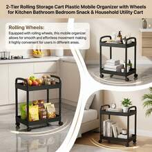 2-Tier Rolling Plastic Storage Cart With Wheels Mobile Organizer Perfect For Kitchen Bathroom Bedroom Laundry Pantry Garage Office Dorm Snack & Household Utility Cart Portable Space Saving Multi-Purpose Sturdy Lightweight Easy Assembly - Multicolor - View 6