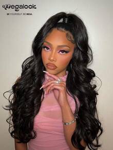 MEGALOOK 这款水波纹半头假发，100%真人发丝，180%密度，三合一无缝翻转式半头假发，带抽绳，隐形发际线，无需胶水，即戴即走，适合初学者，26英寸自然色，升级版发箍假发 - 自然逼真，适合日常佩戴，也适合办公室、僵尸新娘、万圣节、派对、Y2K、坏女孩、度假、户外角色扮演、校园、学校假期、圣诞节、派对、婚礼、节日等场合。 - SNatural - 查看 3