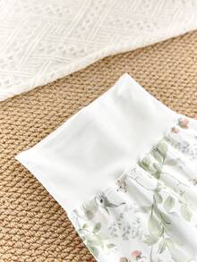 Spring Baby Girl Rabbit Print Romper And Pants Casual Outfit - Green - View 7