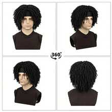 Men Dreadlock Wig Black Headband Wig Synthetic Afto Twsit Braids Headband Wig Soft Faux Locs Hair Wig With Hairband - Black - View 2