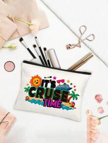 1个邮轮主题旅行化妆包，印有“邮轮时光”字样 - 充满活力的航海风化妆包，旅行收纳包，邮轮和海浪图案，耐用拉链收纳袋，休闲轻便的化妆包，非常适合存放洗漱用品和小物件，适合夏季户外活动、海滩度假、旅行、商务出行、健身、露营，是理想的生日礼物、节日礼物、派对礼物、度假礼物。 - 彩色 - 查看 4