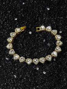 1 Set New Style Men's 10mm Heart-Shaped Mosaic Chain Necklace, European And American Street Hip-Hop Style Heart Necklace, Boyfriend Gift Valentines,Mom,Mother,Mother's Day,Gift - Kiểu dáng a - Xem 5