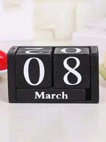 1pc Wooden Perpetual Calendar - Elegant Wooden Block Calendar With Daily Date Display, Suitable Office, Study, Shop, Bar, Home And School Desk Decor, - 彩色 - 查看 7