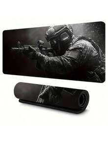 1 buah Alas Mouse Gaming Taktis Ukuran Besar - Alas Karet Anti Selip, Permukaan Halus Cocok Untuk Bekerja, Bermain Game, Kantor dan Penggunaan di Rumah, Hitam dengan Desain Armor Biru, Alas Mouse Meja - Mouse Pad - View 11