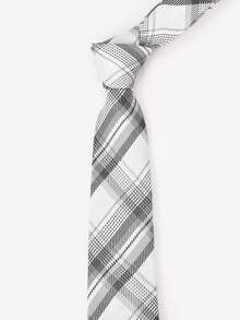 1条涤纶提花格子领带，休闲百搭，适合派对、街头、约会及各种场合。 - A - 查看 3