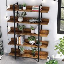 LITTLE TREE Industrial 5-Tier Bookshelf, Vintage Brown Freestanding Shelf With Sturdy Metal Frame, Easy-To-Assemble Storage Shelf For Living Room, Bedroom, Office, Space-Saving Design - màu nâu - Xem 7