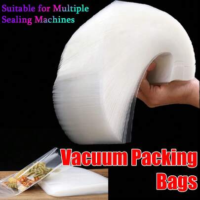 70pcs/Pack - Vacuum Food Sealer Bags, For Food Storage, Transparent Plastic Flat Bags With Tear-Off Top, Large Packaging Bags