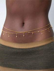 HOTNICE Bohemian Multi-Layered Sexy Bikini With Tassel Water Droplet Waist Chain Abdominal Jewelry Summer Beach Vacation Party Accessories Suitable For Women - Dây đeo eo - Xem 3