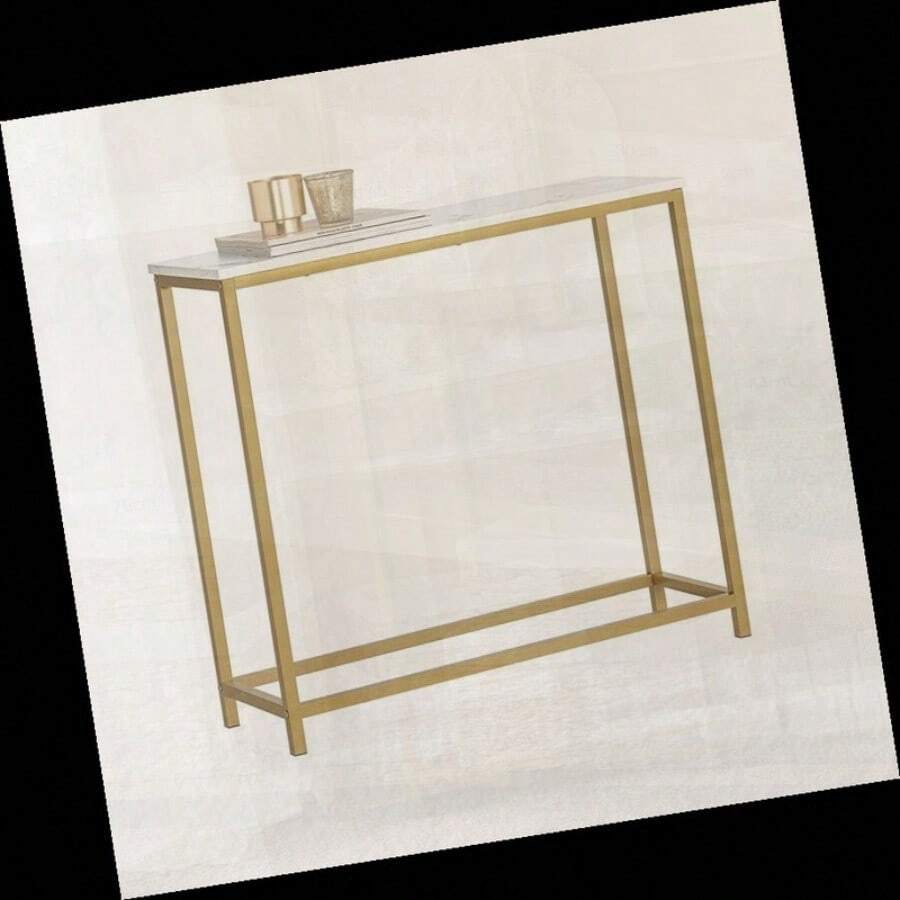 Sobuy Mesa Consola con Diseño Simple, Recepción de Entrada, Mueble de Recepción, Escritorio de Entrada [Golden FSB29-G] - Negro - Ver 1