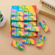 20pcs/Pack Rainbow Erasers | Multicolor Erasers, Learning Supplies And Fun Desktop Decor - Multicolor - View 9