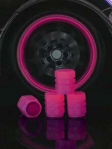 4pcs Neon Glow Tire Valve Caps - Hexagon Glow Tire Valve Caps, Glow Tire Valve Stem Caps For Motorcycle, Bike, Car, Durable ABS Plastic, Fit All Rim Sizes, Fashionable Vehicle, Bicycle, Motorcycle Accessories, Glow-In-The-Dark Function - Multicolor - View 9